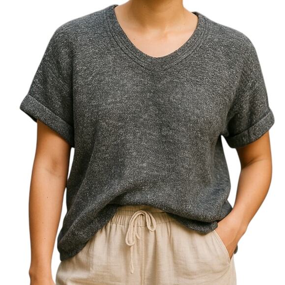 Boutique Sweaters - Boutique Sz L Gray Short Sleeve Soft Hi-Low Knit Sweater | EUC
